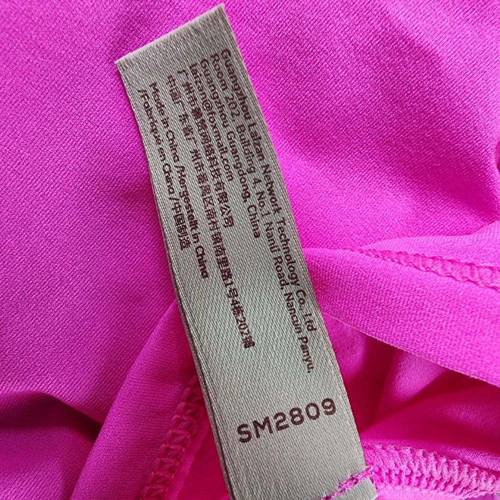 INLYRIC Long Sleeve Top M Inbarely Layer Glitter Rose‎ Hot Pink Stretch 80s Neon - Picture 6 of 6